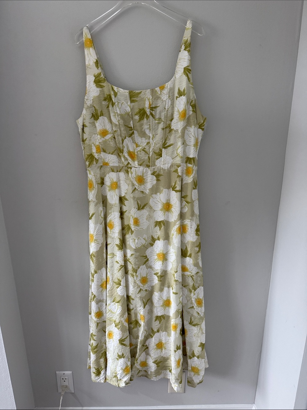 MELLODAY White & Yellow Floral Midi Dress